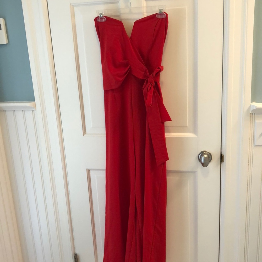 ASTR Strapless Red Jumpsuit